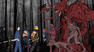 Sub-Zero, Scorpion , Jason Voorhees Team Vs Stranger Things Monter. Drawing Cartoon 2.