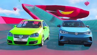 Volkswagen Ailesi Arabalar Yeni Kaydıraklı Havuz Parkurunda Yarışıyor - Gta 5 Mods