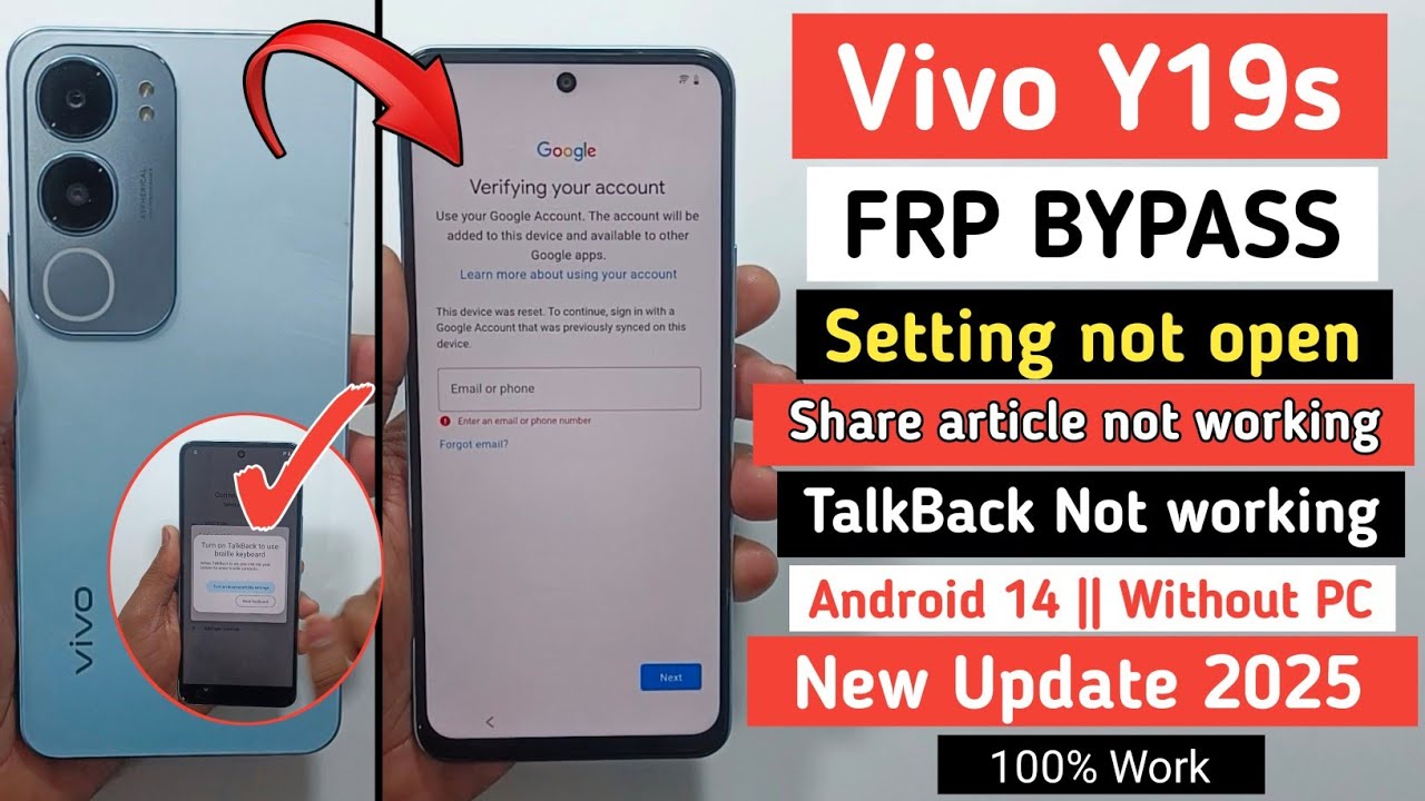 Vivo Y19s Frp Bypass Android 14 | Talkback not working | Vivo Y19s Frp Bypass Android 14 | Talkback not working |