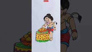 Hanuman Eating Ladus Drawing