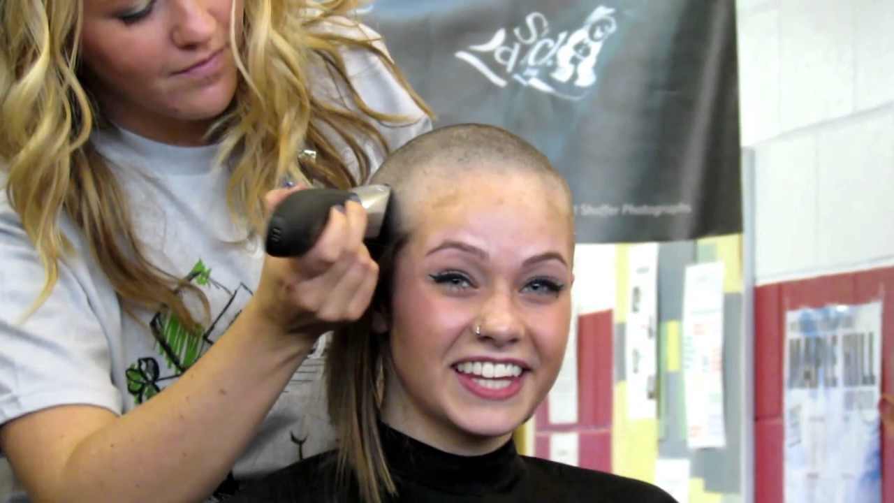 Maked girls shaved head