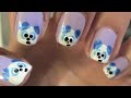 Cute Blue Bear Nail Art Design