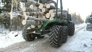 Forestry tractor in winter