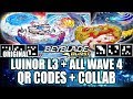 QR CODES LUINOR L3 REQUIEM S3 REGULUS R3 CAYNOX C3 + COLLAB C/ ZANKYE! BEYBLADE BURST APP QR CODES
