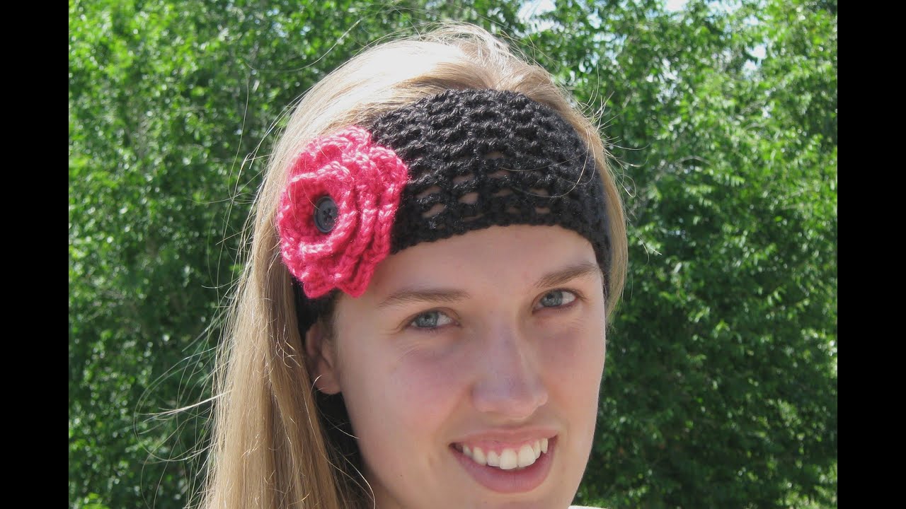 Crocheted headband or hairband, adult size, video #1 - YouTube