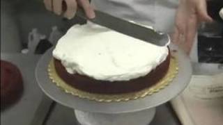 Red Velvet Cake Recipe : Frosting the First Cake Layer Red Velvet Cake Recipe : Frosting the First Cake Layer