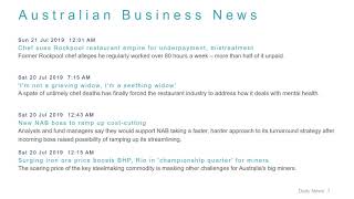 Business News Headlines for 21 Jul 2019 - 8 AM Edition