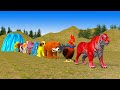 Paint & Animals Gorilla,Cow,Tiger,Lion,Elephant,Bear Fountain Crossing Transformation Animal Cartoon