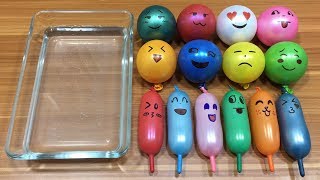 Mixing Beads into Clear Slime !!! Relaxing Slime with Funny Balloons