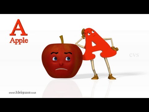 A for Apple Nursery rhymes 2 - 3D Animation Alphabet ABC Songs...