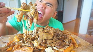 CHEESY Canadian Poutine | MUKBANG | QT | Halal Snack Pack