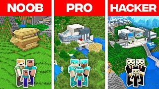 Minecraft NOOB vs PRO vs HACKER: FAMILY MODERN HOUSE BUILD CHALLENGE in Minecraft (Animation)