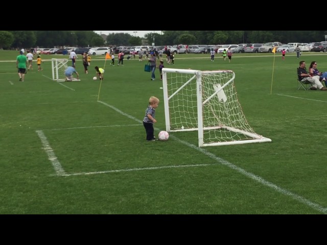 Toddler Practises Soccer Celebrations - Video