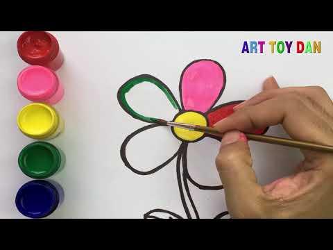 Vẽ bông hoa - Bé học vẽ - bé học tô màu - Drawing flowers - Children learn to draw - Art toy dan