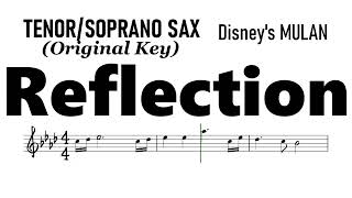 Reflection Tenor Soprano Sax Original Key Sheet Music Backing Track Parura Disneys Mulan