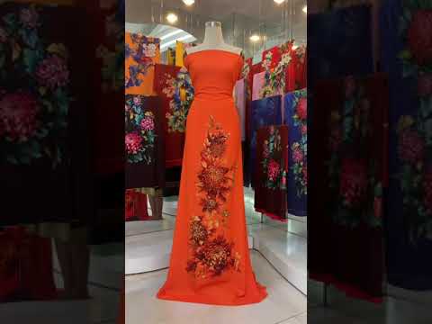Vải Áo Dài Nhung Nhât Đính Đá Hình Hoa Đẹp Shop Vải Áo Dài My My