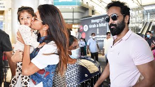 Manchu Vishnu & Family Spotted Hyderabad Airport Manchu Lakshmi Celebrities Airport Videos
