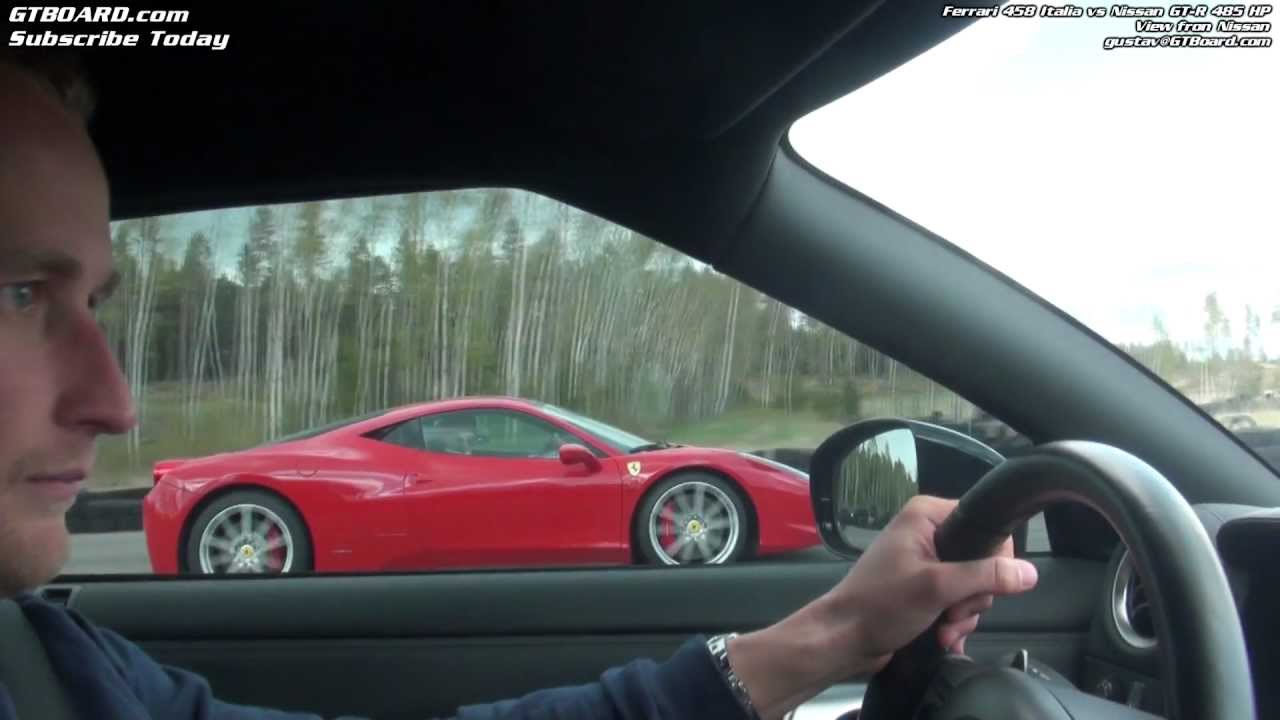 Ferrari 458 Italia vs Nissan GTR 485 HP - YouTube