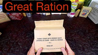 MRE Review NEW Menu Canadian Ration Turkey Strips In Orange Sauce