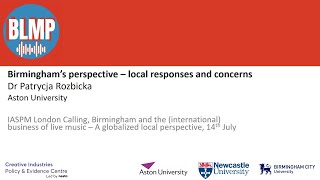 'Birmingham’s perspective – local responses and concerns' Patrycja Rozbicka