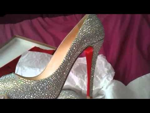 My stunning wedding shoes pale shimmery gold leather Louboutin 39s covered in