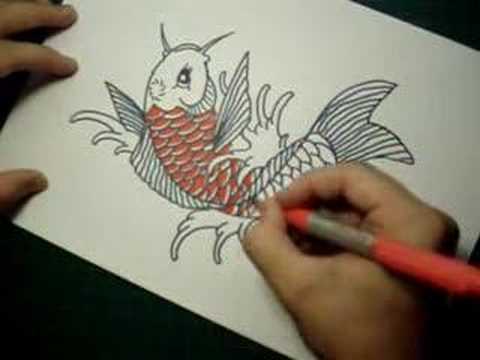 Sped up japanese koi fish drawing Hey everybody I'm back Enjoy