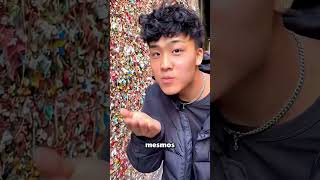 Este Garoto Lambe Um Monte De Chicletes Grudados Na Parede