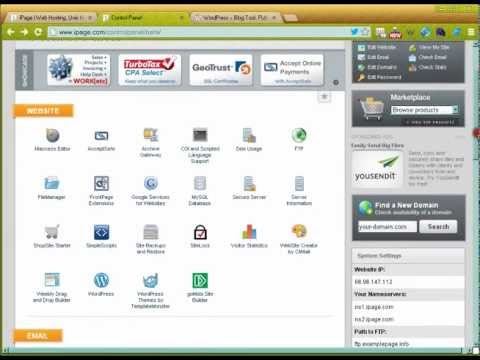 Video web hosting control panel ipage