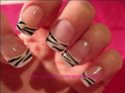 Zebra Print French Tip Nails Tutorial