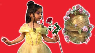 BELLE OPENS GIANT SURPRISE CANDY KINDER EGG | Dress Up | Princesses In Real Life | Kiddyzuzaa