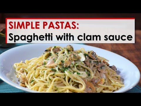 VIDEO : simple pastas: spaghetti with clam sauce - this is a very flavorful and a bit more complex rendition of the traditionalthis is a very flavorful and a bit more complex rendition of the traditionalpastaand clam sauce. the artichokes ...
