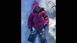 Making Snow Angels 2021. Korbyn & Langlang Having Fun After The Snow Storm