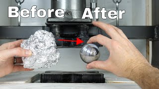 Mirror-Polished Japanese Foil Ball Challenge Crushed in a Hydraulic Press-What's Inside? Mirror-Polished Japanese Foil Ball Challenge Crushed in a Hydraulic Press-What's Inside?