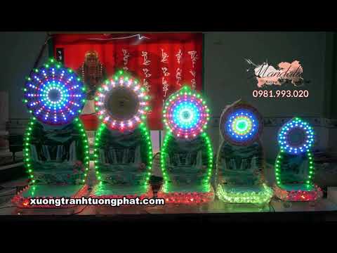 Tượng Phật Bà Quan Âm Bồ Tát Và Đài Sen Pha Lê Điện Led Cao Cấp