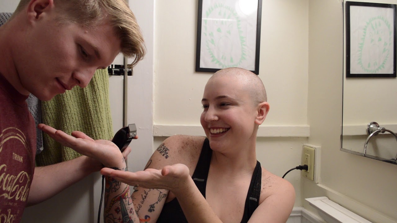 Getting her head shaved