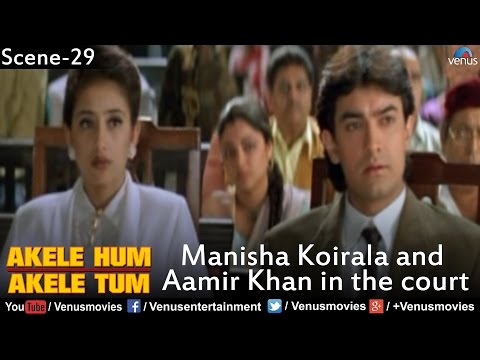 Manisha Koirala and Aamir Khan in the Court (Akele Hum Akele...