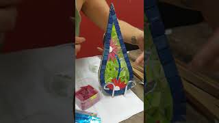 Mosaic teardrop for a garden pot.