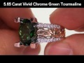 Chrome Green Tourmaline & Diamond Ring Solid 18K Gold VVS Clarity - Vivid Color