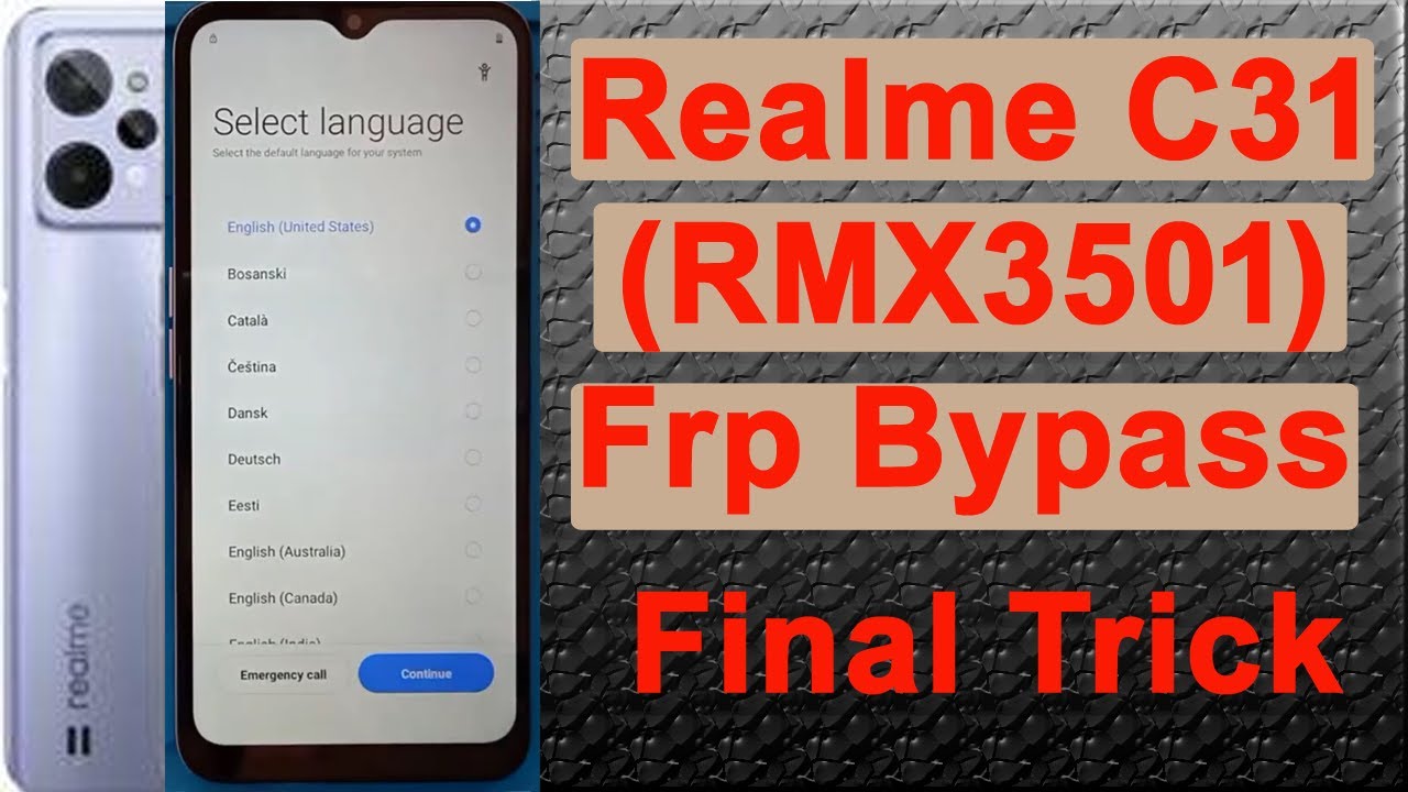 Realme C31 (RMX3501) FRP Bypass Without PC | Google Realme C31 (RMX3501) FRP Bypass Without PC | Google