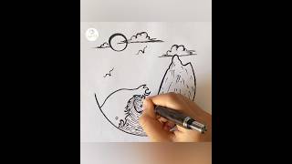 Circle Scenery Drawing #Drawing #Drawingtutorial #Pencilsketch #Artvideo #Satisfying #Art #Shorts