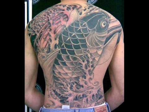 Black and grey koi carp tattoo. 竜 Yakuza Tattoo 入れ墨Otomi Koi is actually 