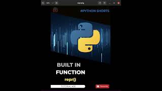 Python Inbuiltpredefined Functions - Repr