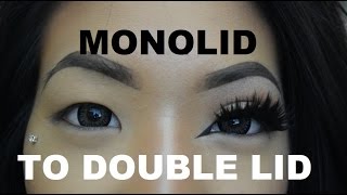 Monolid to double eyelid with fake eyelashes tutorial!