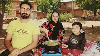 Cooking Traditional Spinach Ash Over Fire Iranian Village Life & Recipe