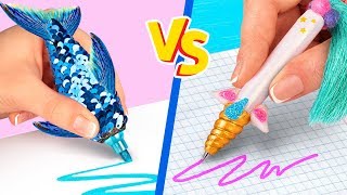 10 DIY Unicorn School Supplies vs Mermaid School Supplies Challenge!