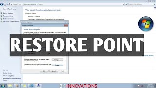 CREATING RESTORE POINT FOR WINDOWS
