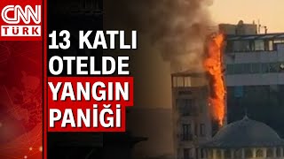 Taksim'de otel yangını! Çatıda mahsur kalan 15 kişi kurtarıldı