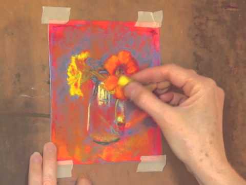 YouTube painting Glass Pastels    youtube in in glass on a Nasturtiums Painting