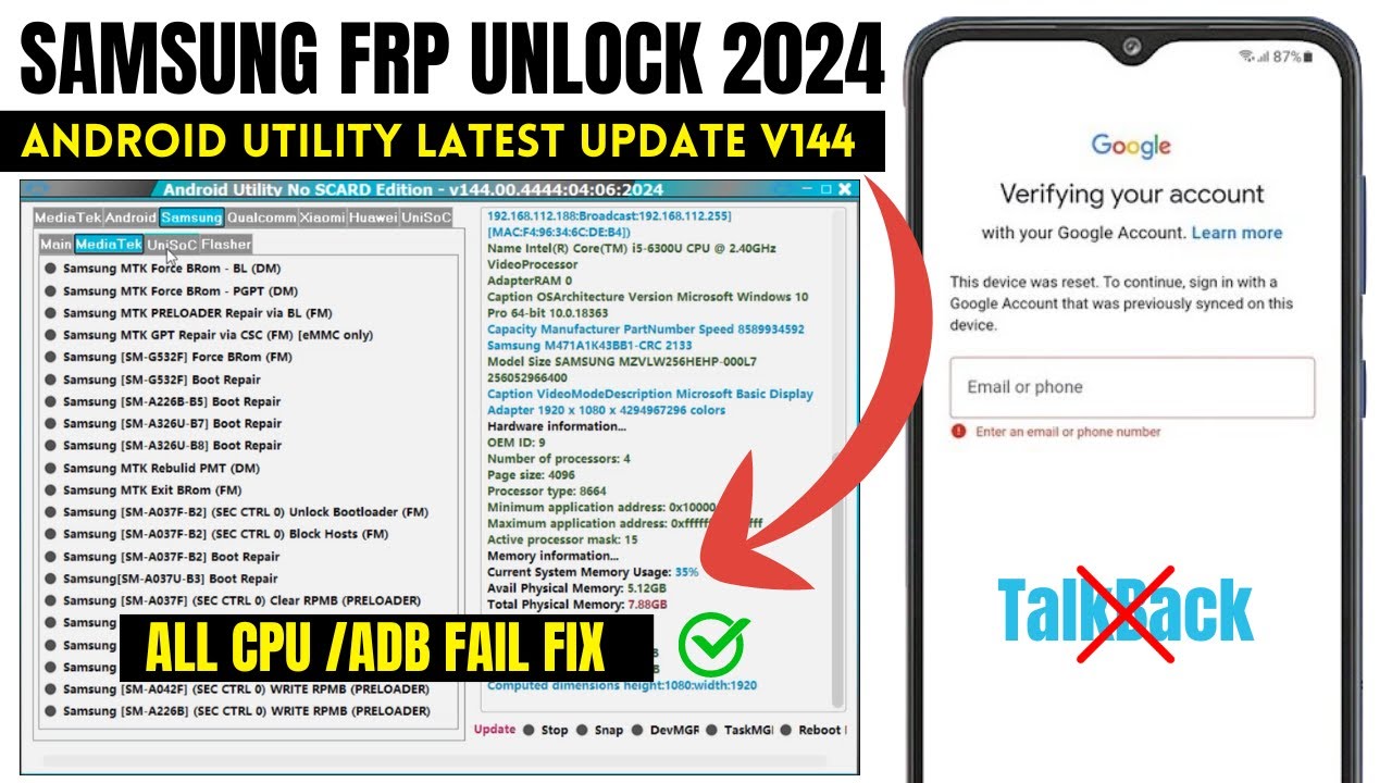 SAMSUNG GOOGLE ACCOUNT BYPASS ANDROID 13 ADB FAIL 2024 | SAMSUNG GOOGLE ACCOUNT BYPASS ANDROID 13 ADB FAIL 2024 |