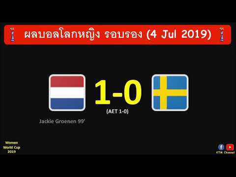ผลบอลโลกหญิง รอบรอง : เนเธอร์แลนด์บดเอาชนะสวีเดนช่วงต่อเวลา ทะลุเช้าชิงเป็นครั้งแรก (4 Jul 2019)
